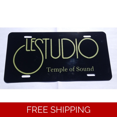 Le Studio License Plates Black Lime Green Logo TOS